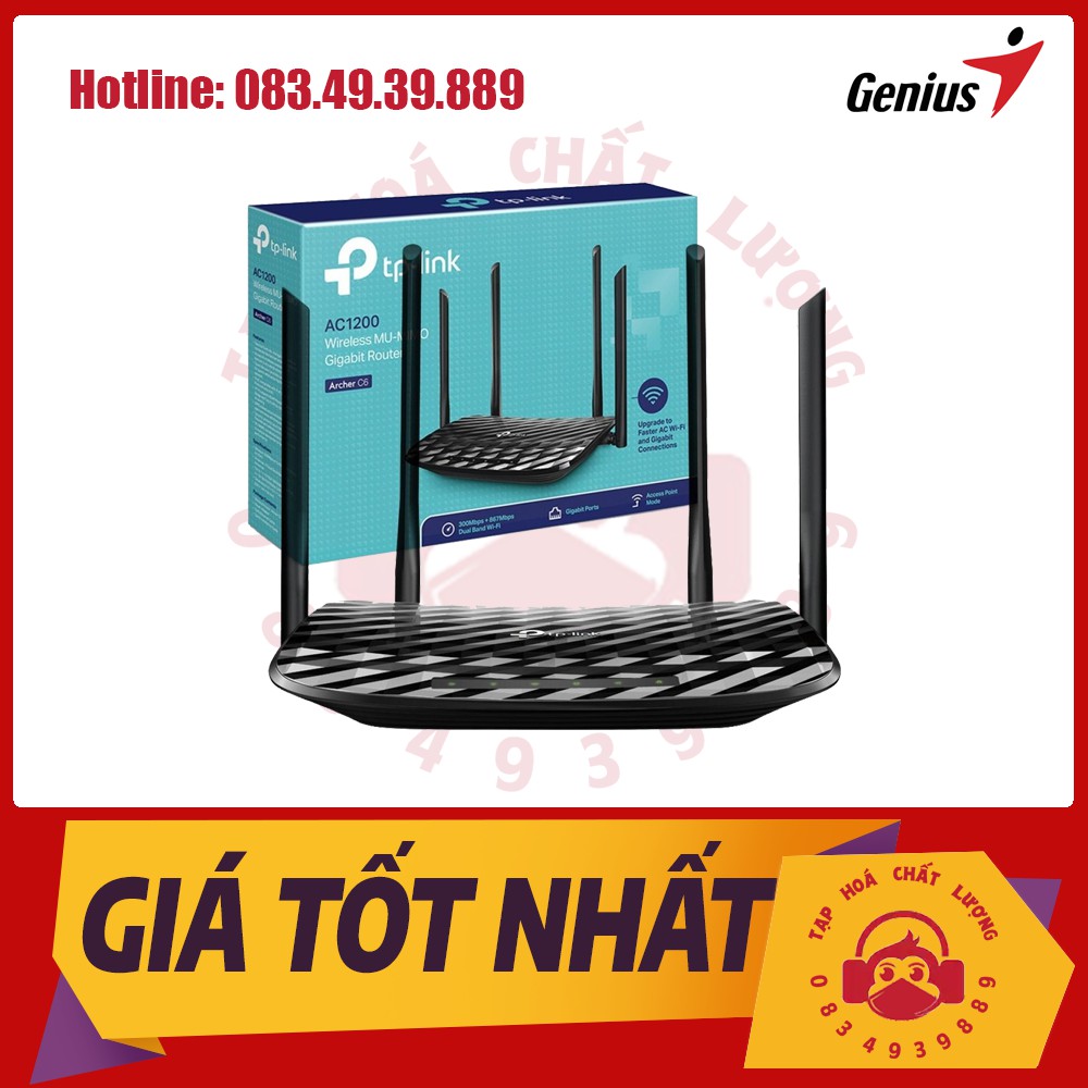 [Giảm 2% nhập "TAPHCLMC6" ] Router Wifi TPLink Archer C6 (MU-MIMO AC1200) - Hàng Chính Hãng | BigBuy360 - bigbuy360.vn