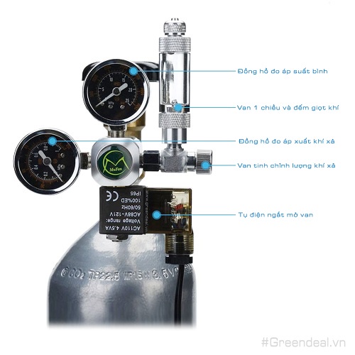 COMBO Bình CO2 3kg full khí + Van khí và cốc Sủi