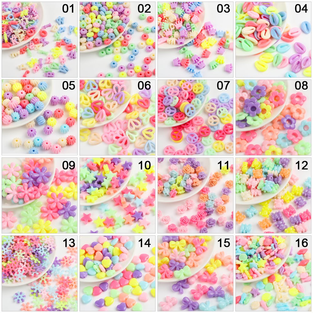 Hạt Nhựa Acrylic Hình Ngôi Sao/Trái Tim/Chữ Nhiều Màu Sắc Dùng Làm Vòng Tay/Vòng cổ DIY