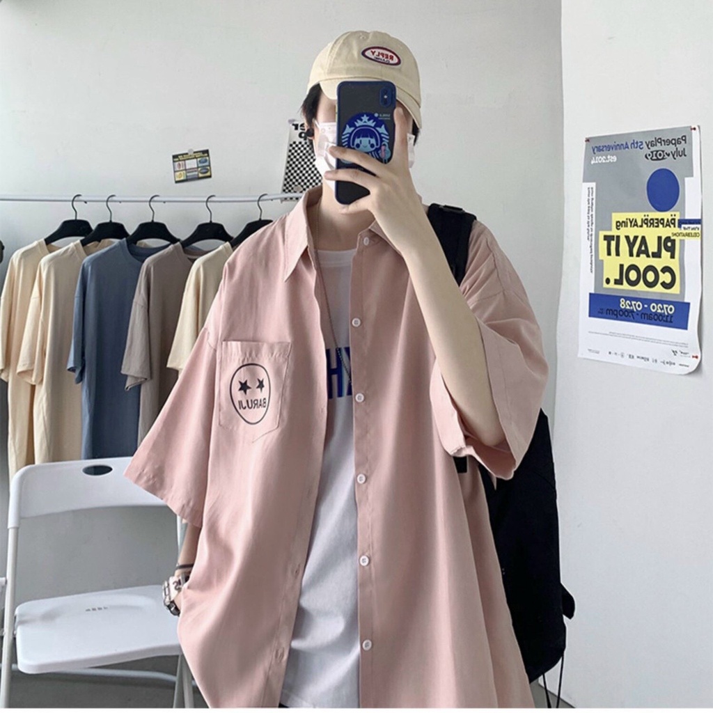Áo sơ mi tay lỡ Ulzzang nam nữ Kaki unisex form rộng oversize - Sayhey