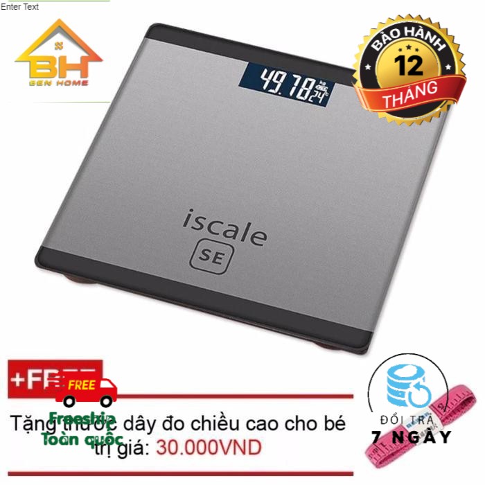 Cân sức khỏe điện tử Dùng PIN mặt kính cường lực TẶNG THƯỚC DÂY