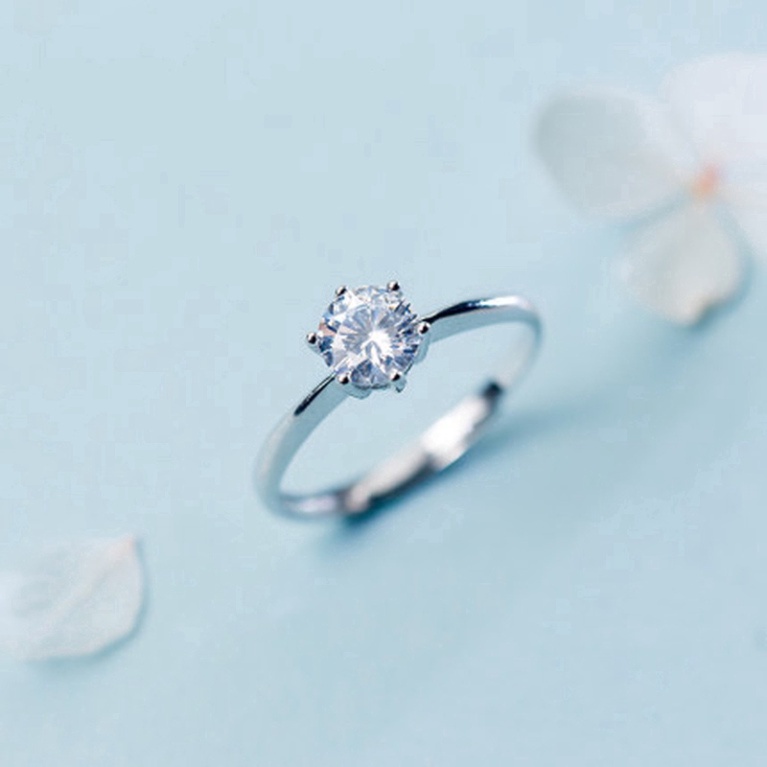 (Giá Rẻ) Nhẫn bạc đính đá pha lê có thể điều chỉnh thời trang cho nữ
