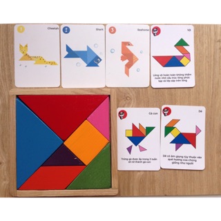 Đồ chơi xếp hình sáng tạo, đồ chơi thông minh, đồ chơi gỗ giáo dục - Tangram vuông / Trí uẩn vuông