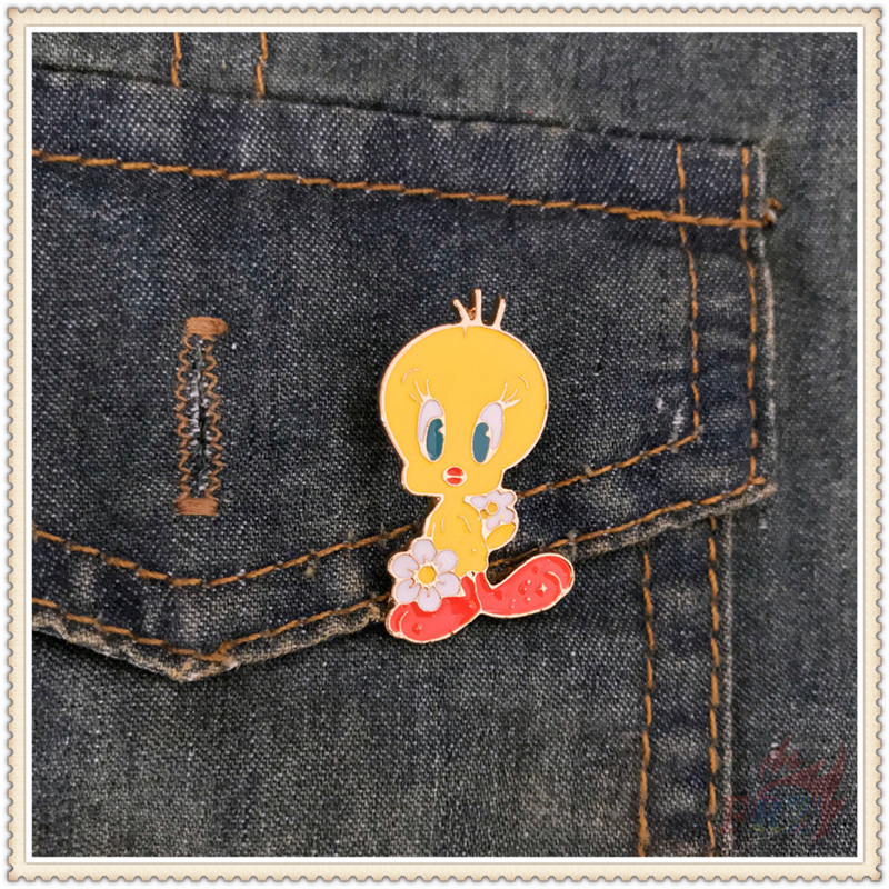★ Trâm Cài Áo Chim Tweety ★ 1 Huy Hiệu Cài Áo Hình doodle Hoạt Hình Sáng Tạo