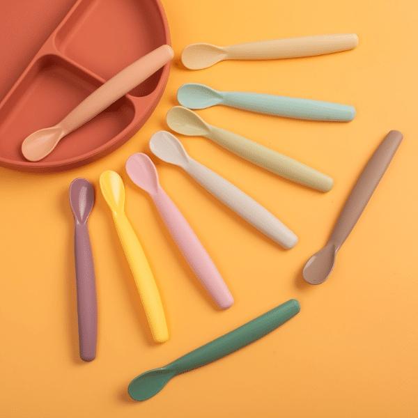 Thìa Silicone Ăn Dặm Cán Dài , Muỗng Silicon Cán Dài Thương Hiệu  Baby'Si Cho Bé Ăn Dặm