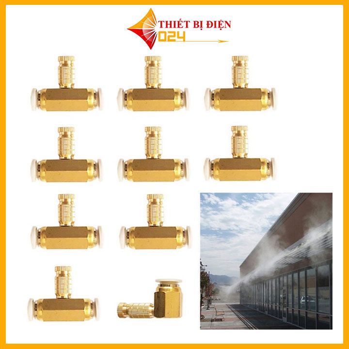 Béc phun sương bằng đồng số 1-2-3-5-6-7-8 kèm Chân nối ống phi 8 ( HÀNG LOẠI 1)