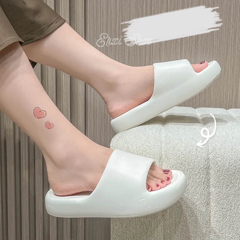 Oeggeo shop Dép Đi Trong Nhà Đế Dày Màu Trơn Chống Trượt Cho Nam Và Nữ