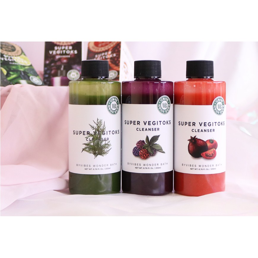 [300ml] Sữa Rửa Mặt Sủi Bọt &quot;3 in 1&quot; Tẩy Trang - Rửa Mặt - Thải Độc Tố Byvibes Wonder Bath Super Vegitoks Cleanser