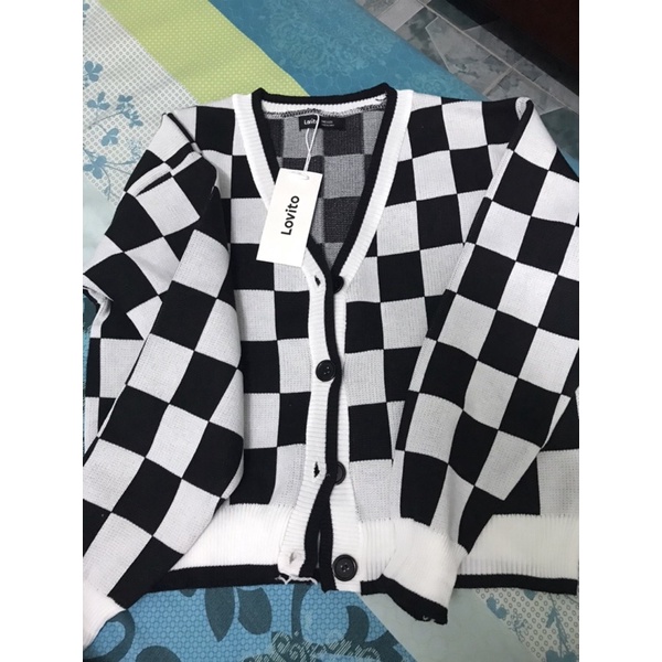 Áo Cardigan Họa Tiết Caro Nữ Thời Trang