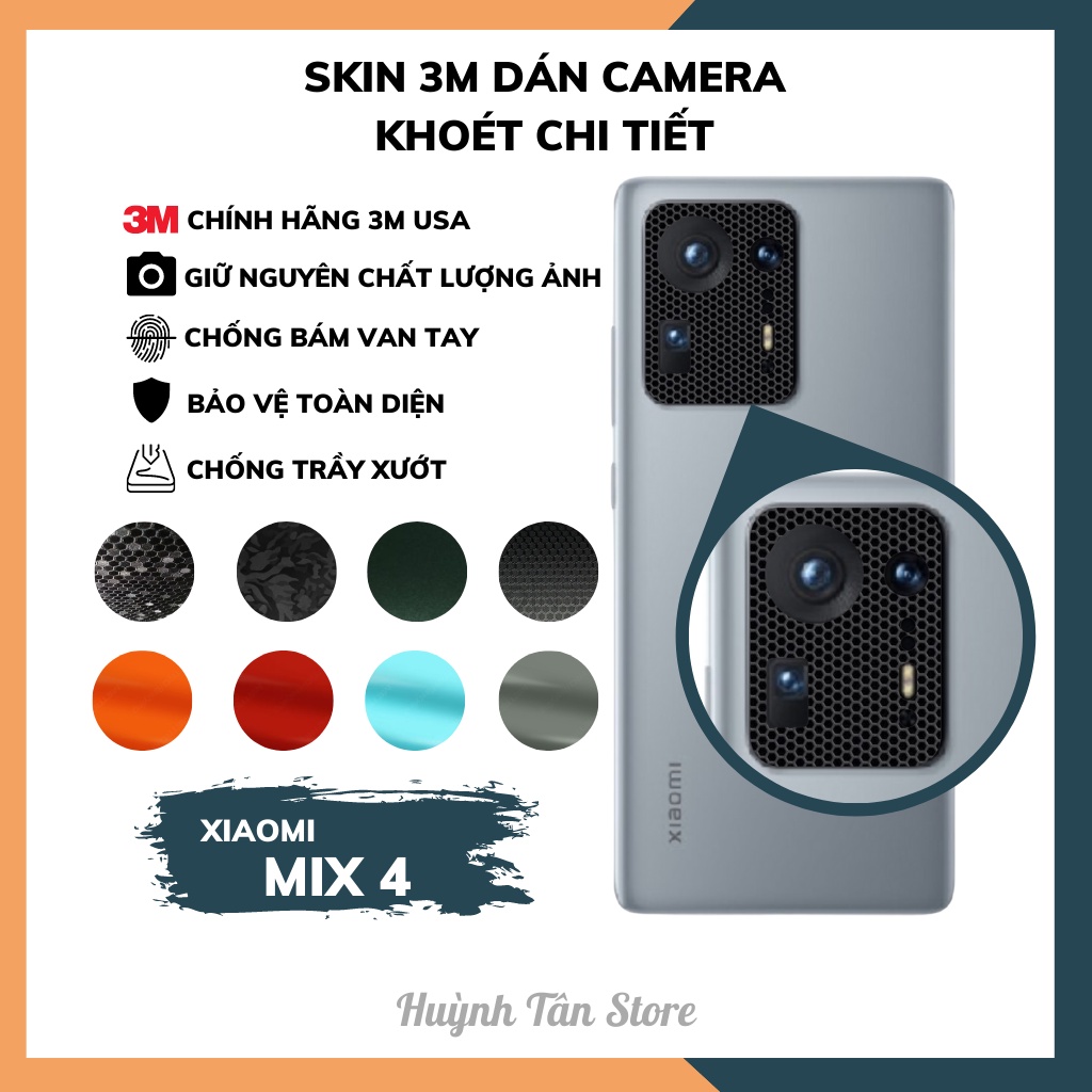 Combo 2 Dán camera sau Xiaomi Mi Mix 4 5G chất liệu 3M bảo vệ bề mặt kính cường lực, khoét lỗ chi tiết,ảnh chup rõ nét