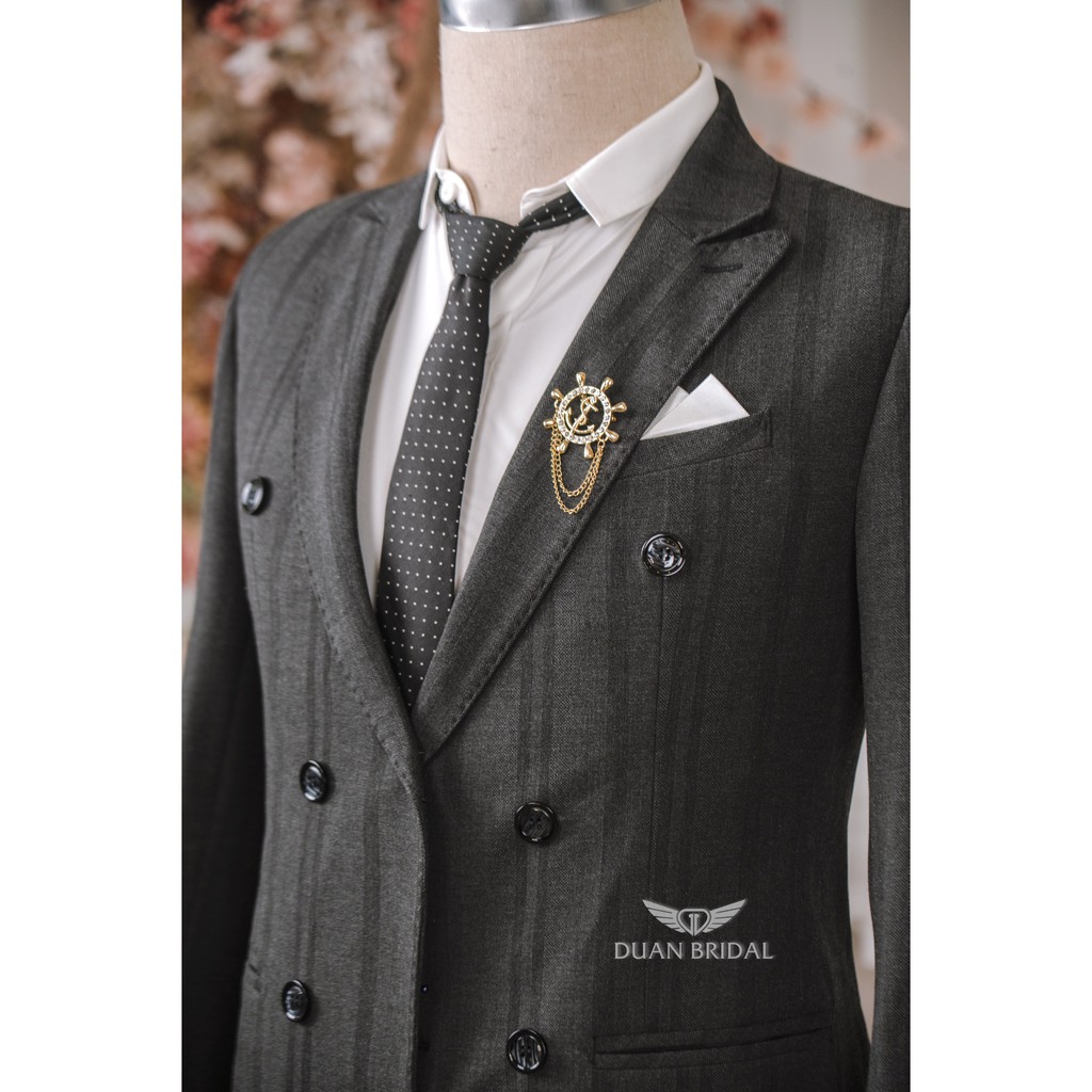 Ao vest nam màu xám tro đậm phong cách hàn quôc full size ( áo & quần ) sản phẩm mang thương hiệu Duanbridal