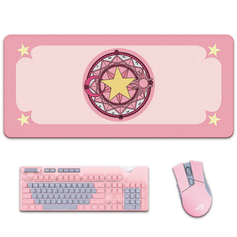 Cô gái xinh đẹp Warrior Mouse Pad quá khổ dày dễ thương Nữ màu hồng Hoạt hình Magic Array Khóa Bàn phím Bảng Pad