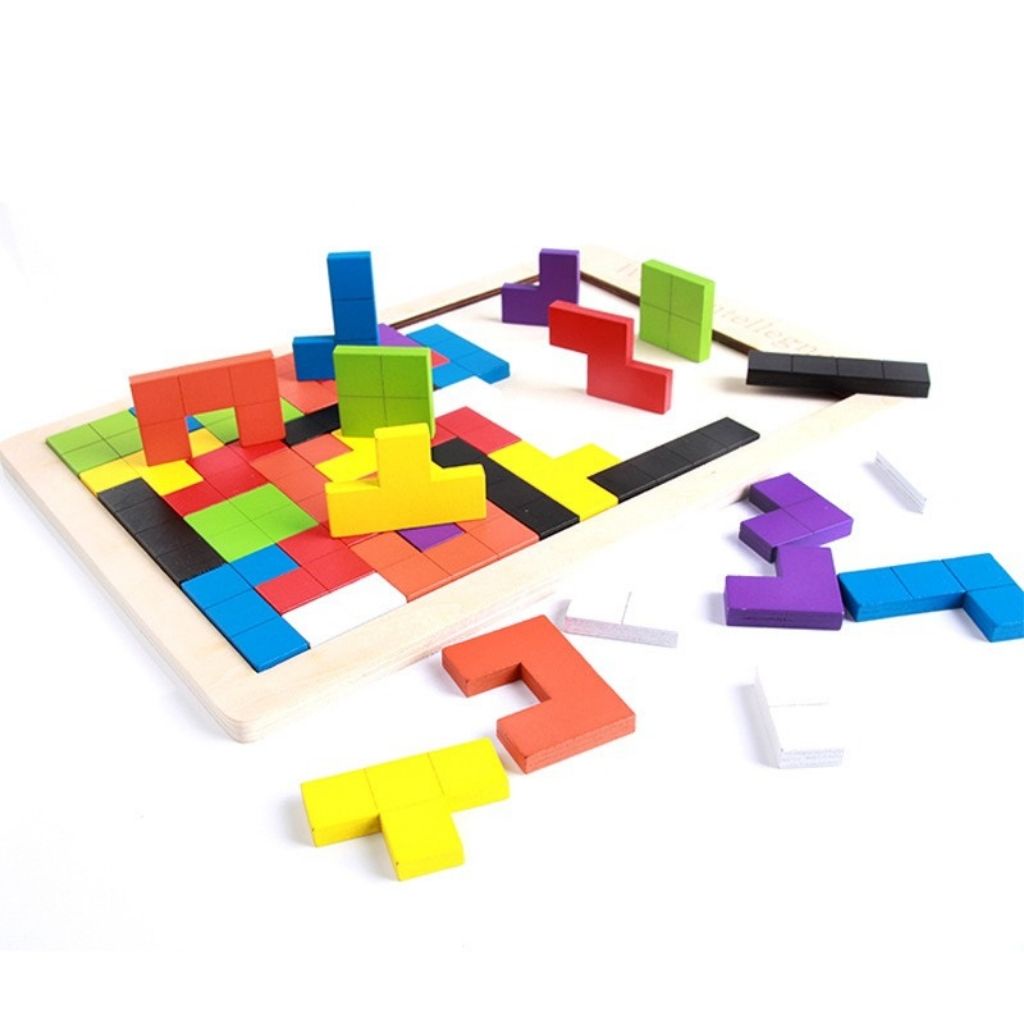 Đồ Chơi Xếp Gạch Size Lớn Bằng Gỗ Tetris, Ghép Nhiều Hình Đa Dạng Phong Phú, Phát Triển Khả Năng Tư Duy Của Các