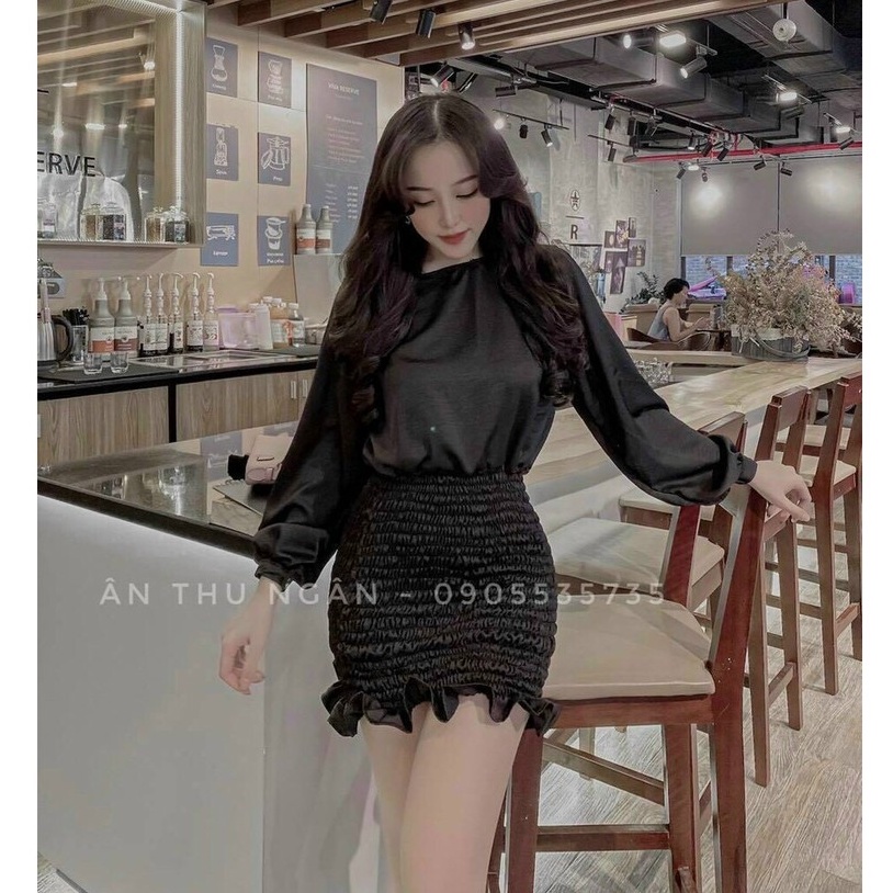 Gunkaymatter Đầm Ôm Body Đuôi Cá Tay Dài Chạy Smoking Chất Liệu Kate Thời Trang Nữ  Mẫu Free Size Dưới 56kg