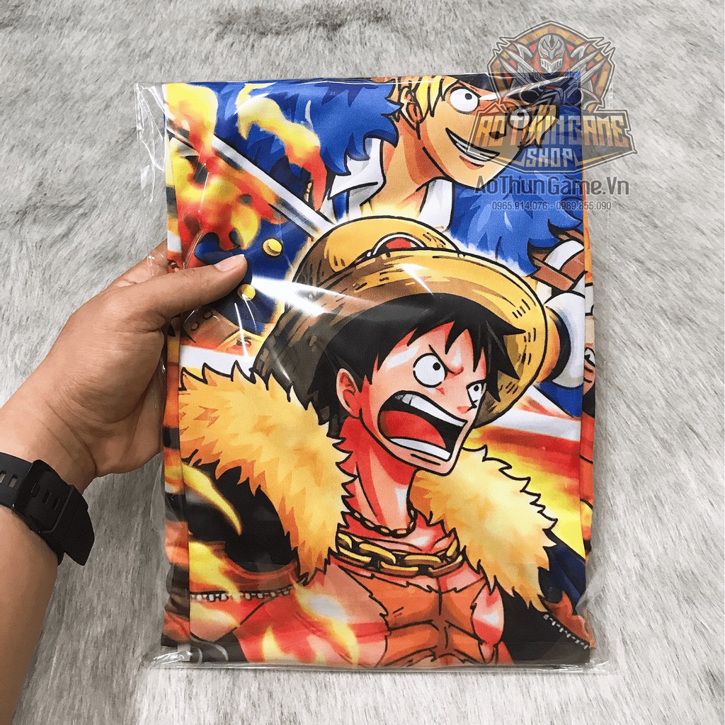 ☘️ Áo One Piece Luffy Ace Sabo 3AE v1 mới nhất (3D Đen) , áo đảo hải tặc Anime Manga ☘️ (Shop AoThunGameVn)