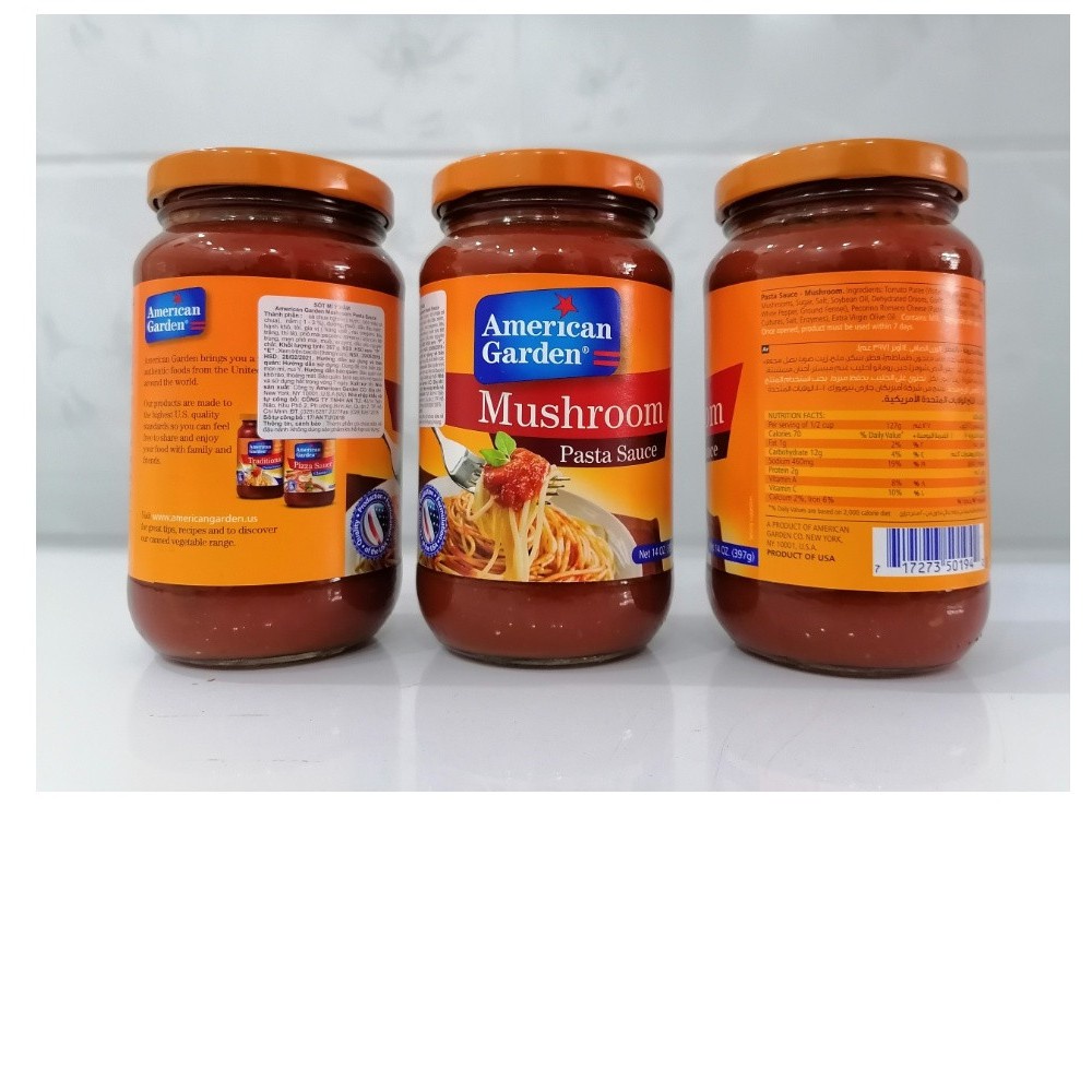 Sốt Mì Ý Nấm Hiệu American Garden 397g - American Garden Mushroom Pasta Sauce 397g