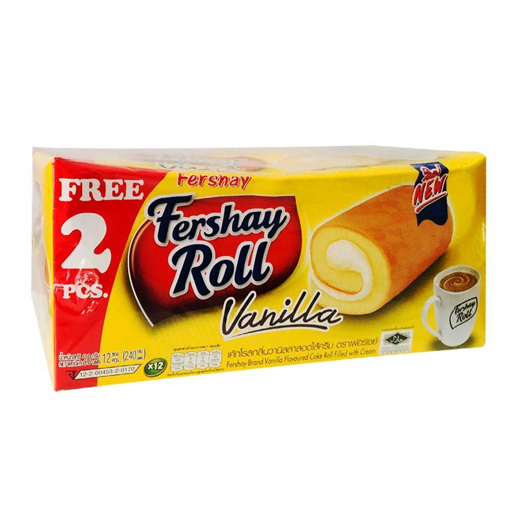 Bánh bông lan cuộn vị vani Thái Lan 240gr Fershay roll vanilla Thailand