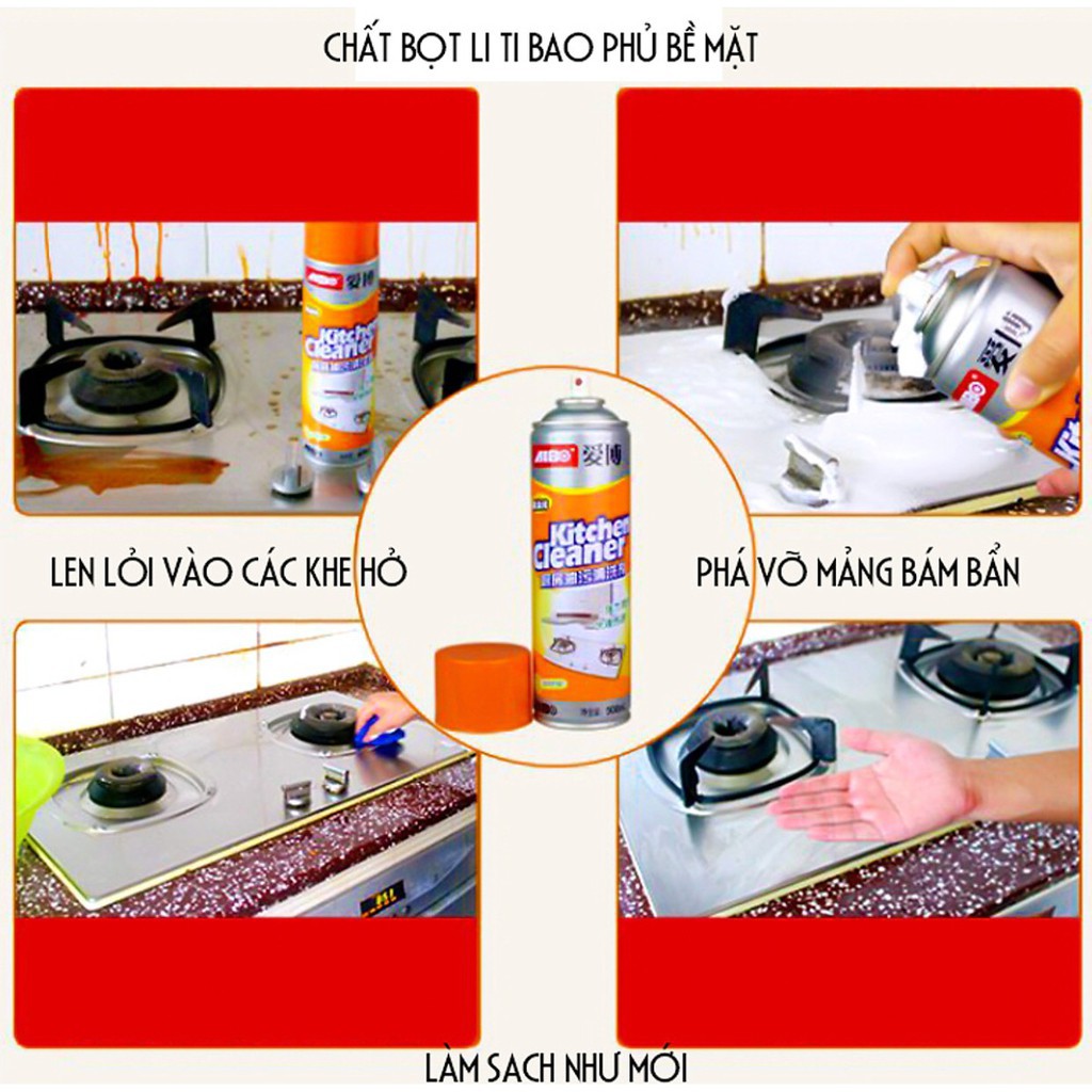 Bình Xịt Tẩy Rửa Nhà Bếp Đa Năng KITCHEN CLEANER 500ml - Chai Xịt Tẩy Dầu Mỡ shopthuylinh194