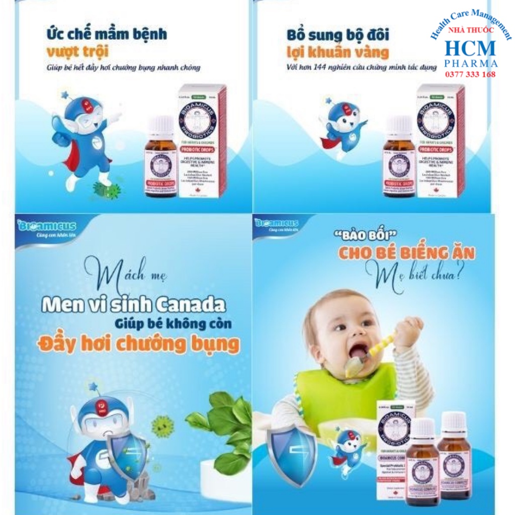 Men vi sinh cho bé BIOAMICUS 10 chủng nhập khẩu Canada chai 10ml HCM PHARMACY HMD01