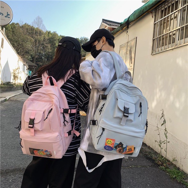 Balo Ulzzang Chống Nước Đi Học, Đi Chơi Hộp Khoá Trơn