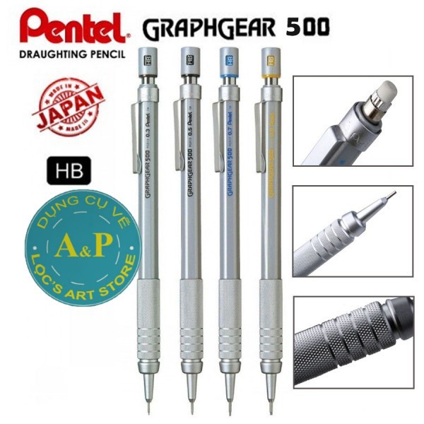 Bút Chì Bấm Pentel GRAPHGEAR 500 (đúc thép)