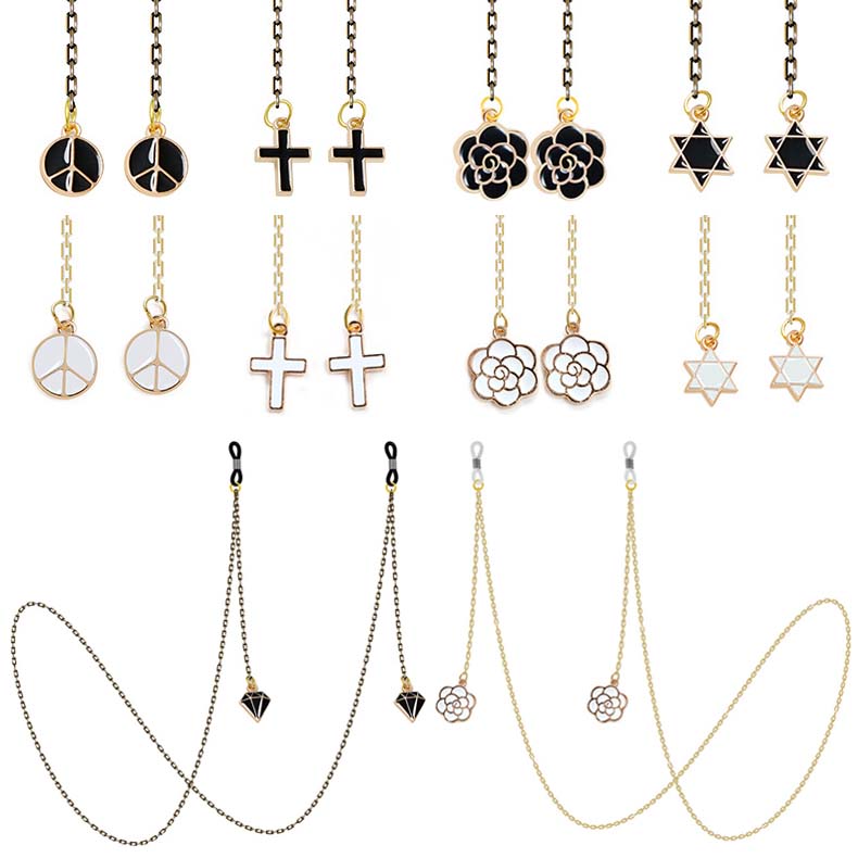 Dây Xích Kim Loại Màu Vàng Trắng/Đen Đeo Mắt Kính