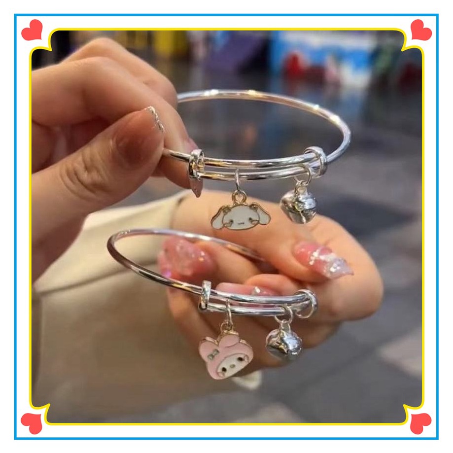 SANRIO Vòng Đeo Tay Gắn Chuông Họa Tiết Hoạt Hình Melody Kuromi Dễ Thương Cho Nữ