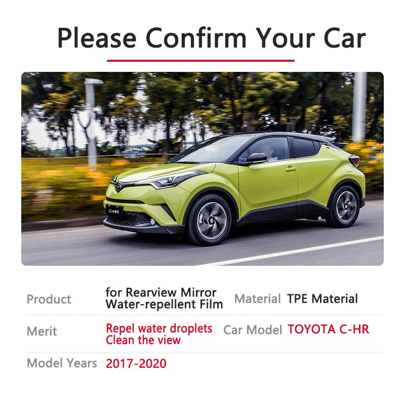 Miếng Dán Gương Chiếu Hậu Chống Nước Mưa Cho Xe Hơi Toyota C-HR CHR C HR 2017 2018 2020 2017~2020