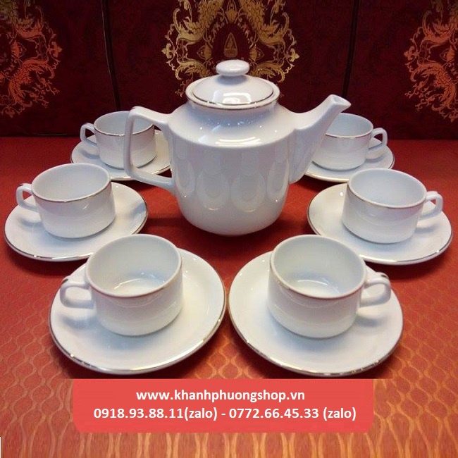 Bộ bình tách trà sứ minh long - bộ bình tách trà sứ