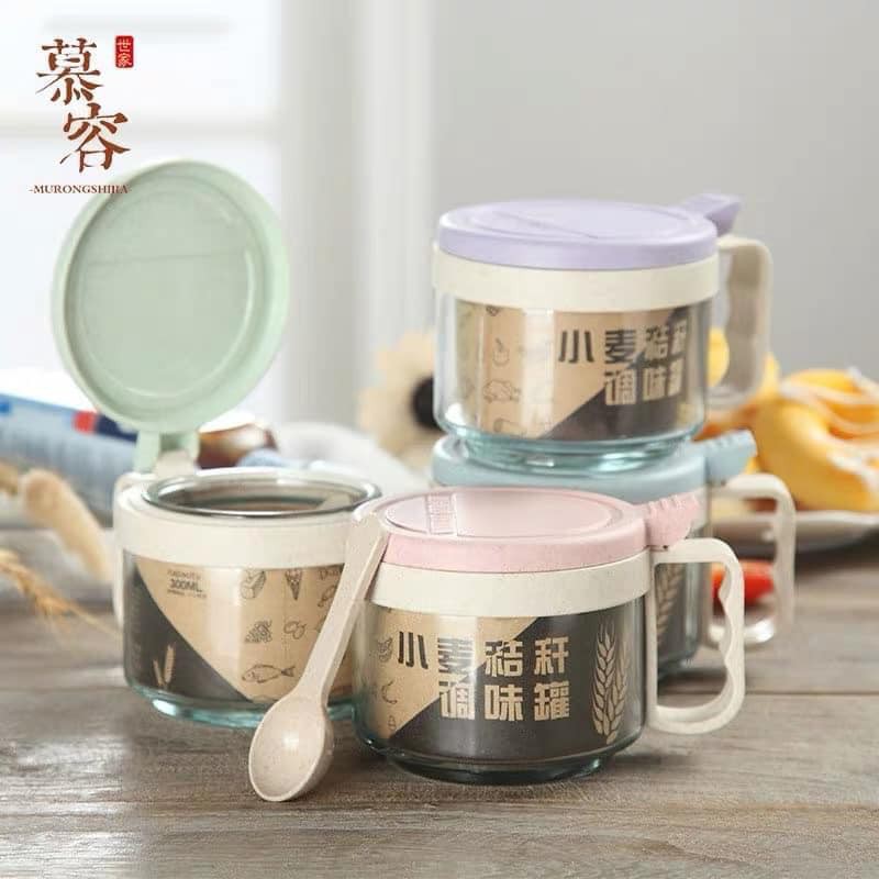 Set 3 hũ thủy tinh đựng gia vị lúa mạch