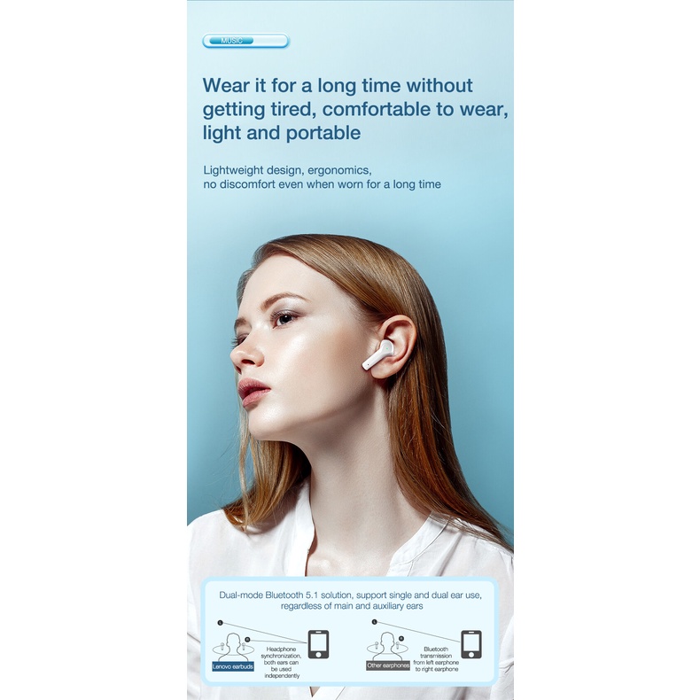 Tai nghe Bluetooth Lenovo XT95 Pro 2022 Chính Hãng Chống Nước Thể Thao Âm Thanh HIFI Kèm Mic Tặng kèm hộp đựng tai nghe