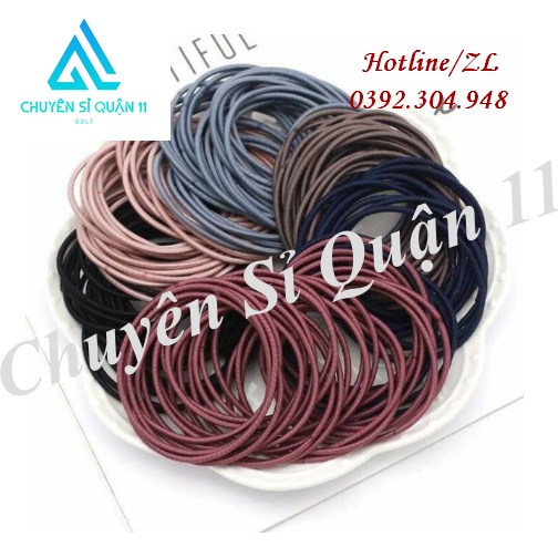 Set 100 sợi thun cột tóc kèm túi zip, 100 dây chun buộc tóc tặng túi đựng siêu xinh GD506-ThunBToc