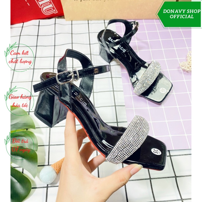 [ SIÊU PHẨM ] Giày Cao Gót Nữ Quai Ngang Đính Soàn Tinh Tế G.sd_tru.soan