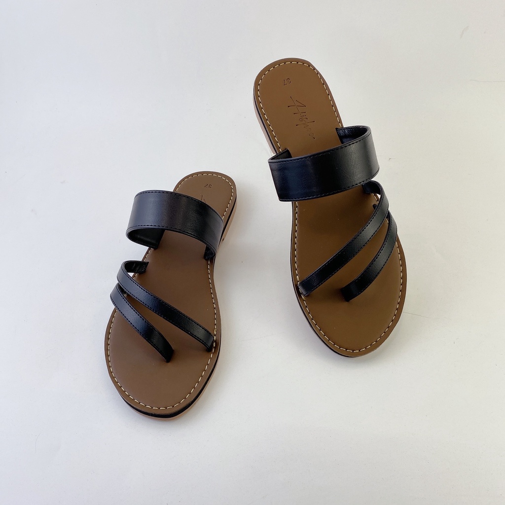 Dép nữ lê thấp dáng sandal đi biển quai ngang xỏ ngón đế bệt dây mảnh cao cấp chính hãng có Bigsize S035