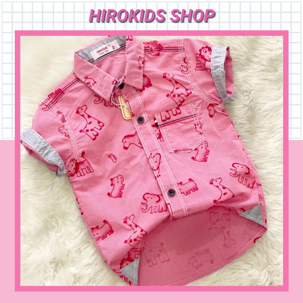 Áo sơ mi tay ngắn thời trang phong cách in hoạ tiết đẹp cho bé trai  - Hirokids