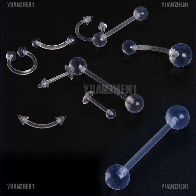 [YUANZHEN1] Set 9 Khuyên Rốn / Lưỡi / Môi / Rốn Trong Suốt