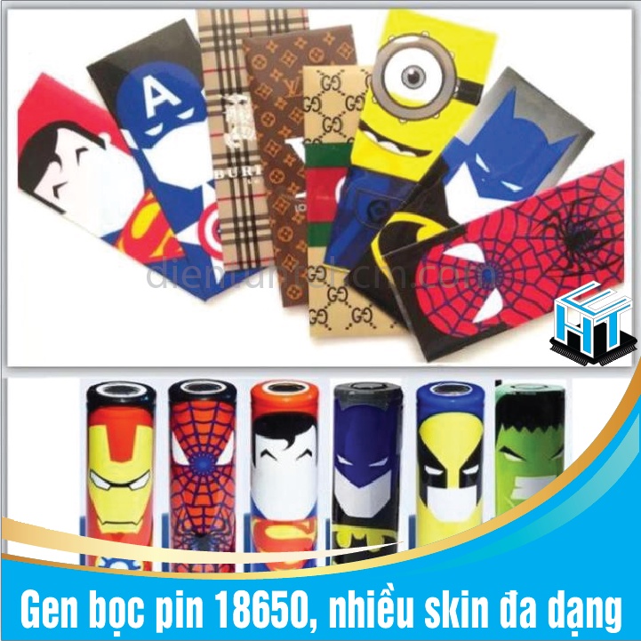COMBO 4 Gen bọc pin 18650, nhiều skin đa dạng