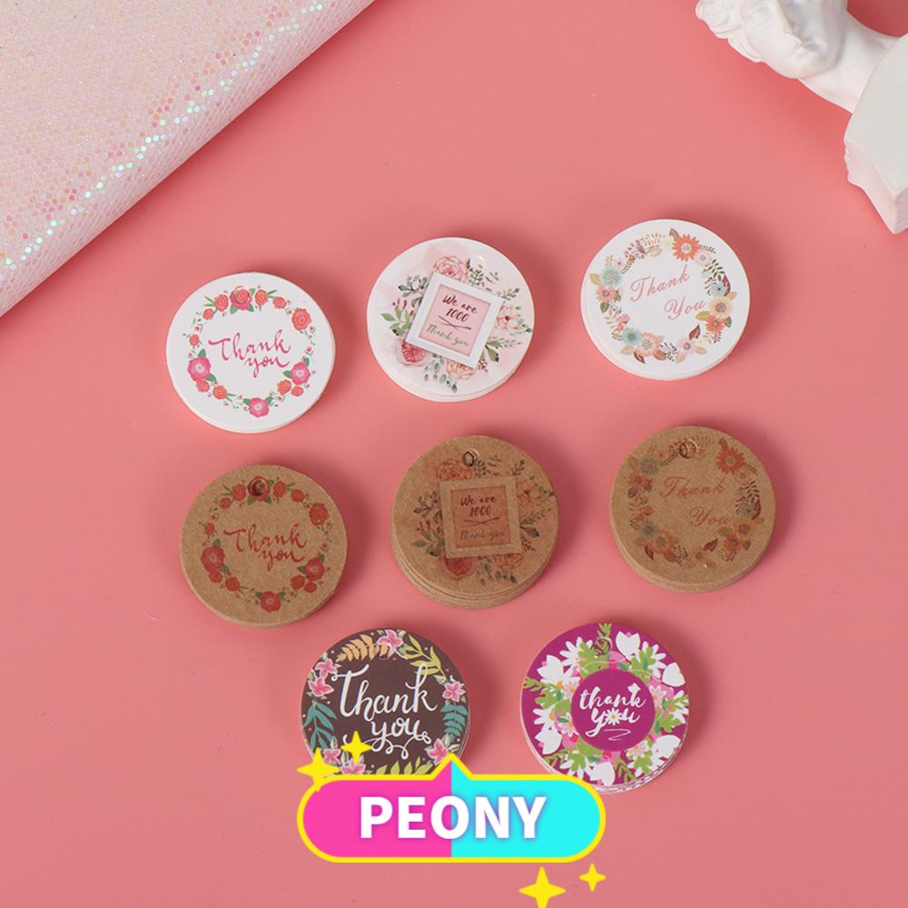 PEONY /100Pcs DIY Pendant Paper Labels Flower Kraft Tag Hang Tags Party Cards Gift Wrapping Kraft Paper Garment Wrapping Supplies Thank You