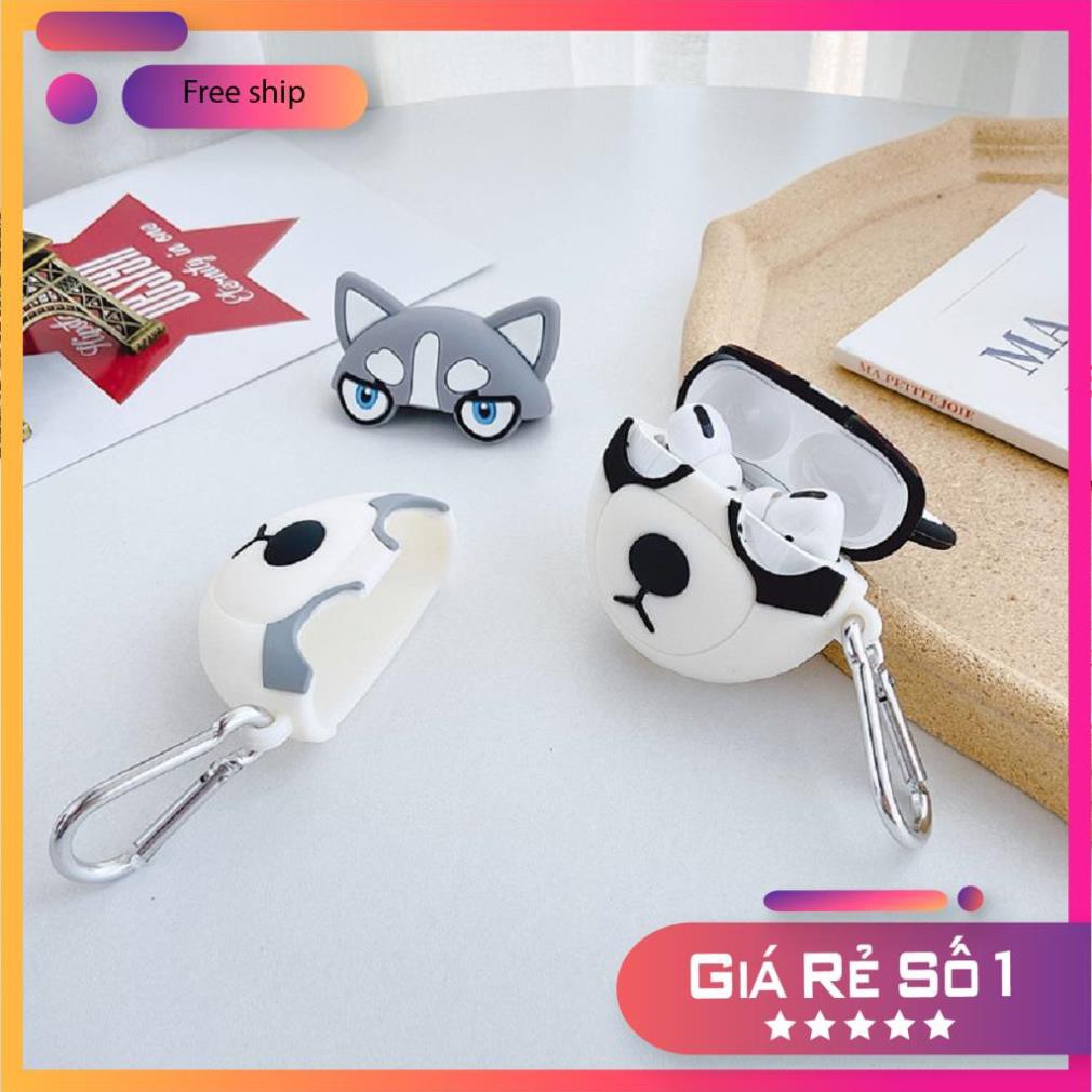 Airpods Case ⚡Freeship ⚡ VỎ BỌC AIRPODS COOL HUSKY Case Tai Nghe Không Dây Airpods 1/ 2/ i12/ Pro