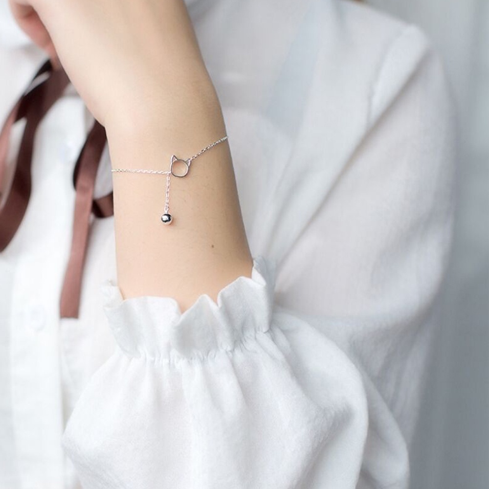 Vòng đeo tay gắn chuông hình chú mèo thiết kế mới đơn giản thời trang dành cho nữ