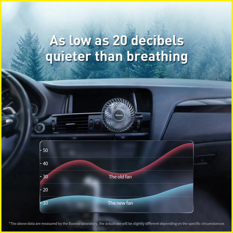 Quạt thông gió Baseus làm mát không khí,giúp tiết kiệm nhiên liệu cho xe hơi thiết kế xoay 360 độ công suất 4.5W