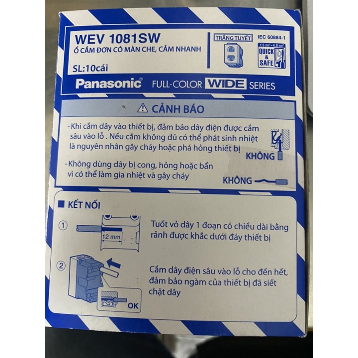 Ổ cắm đơn cắm nhanh Panasonic Wide WEV1081SW Cam kết chính hãng