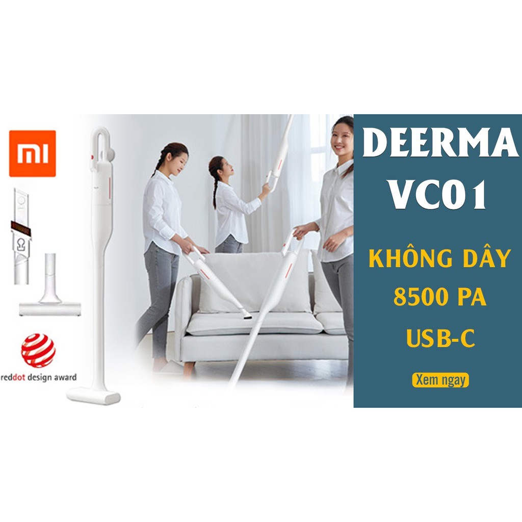 Máy hút bụi cầm tay không dây cao cấp Deerma VC01- chính hãng bảo hành 1 năm