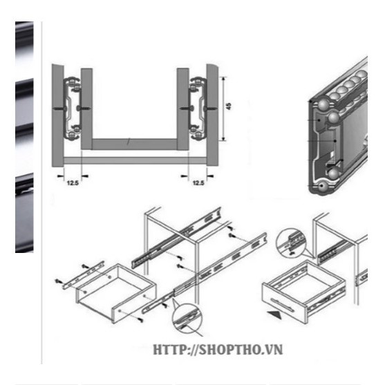 Ray bi 3 tầng cỡ 12.5cm mầu đen