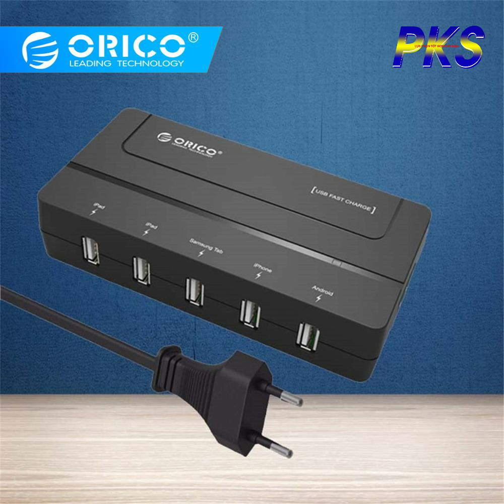 Bộ sạc để bàn ORICO DCH-5U 5 cổng nhanh USB 5V 6A Tối đa 30W màu đen - Hàng chính hãng