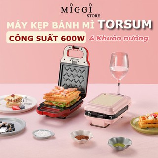 [RẺ VÔ ĐỊCH - LOẠI 4 KHUÔN] Máy nướng bánh mì Torsom - Máy kẹp bánh đa năng - Hàng chính hãng