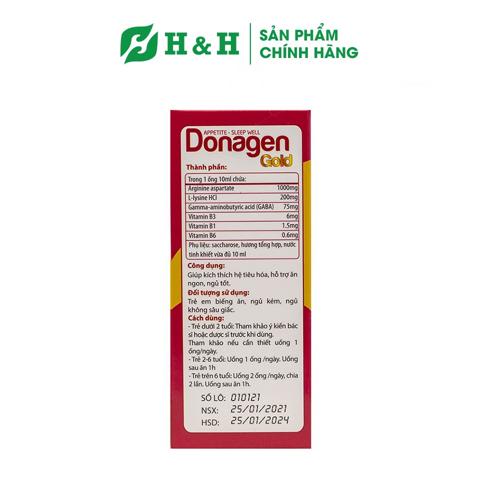 Siro Donagen Gold (20 ống) - Giúp trẻ ăn ngon, ngủ tốt