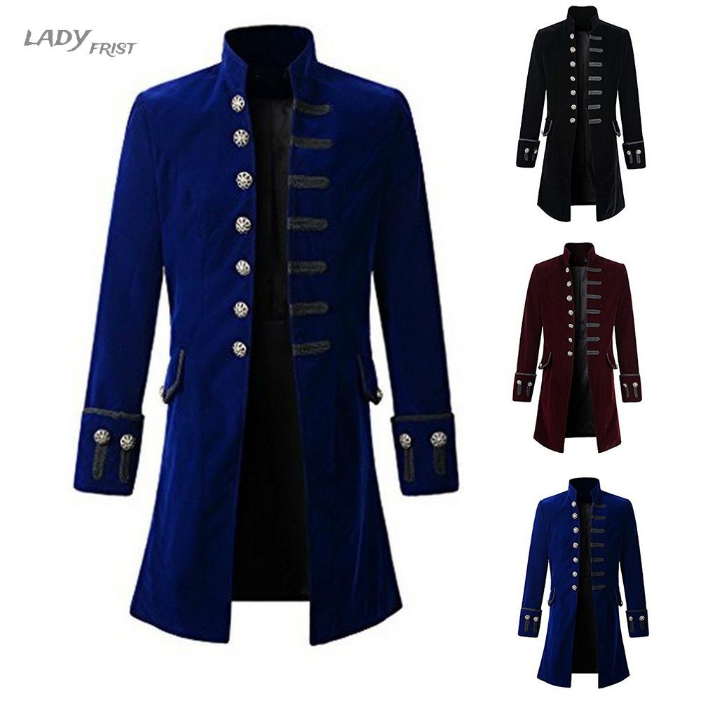 Retro Victorian Steampunk Gothic Men Tailcoat Jacket Tail Coat Halloween Costume(in stock）