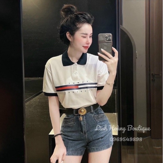 Áo phông polo tomm phối cổ đen siêu hot L1 ql yy om pl lina hv cd su cd
