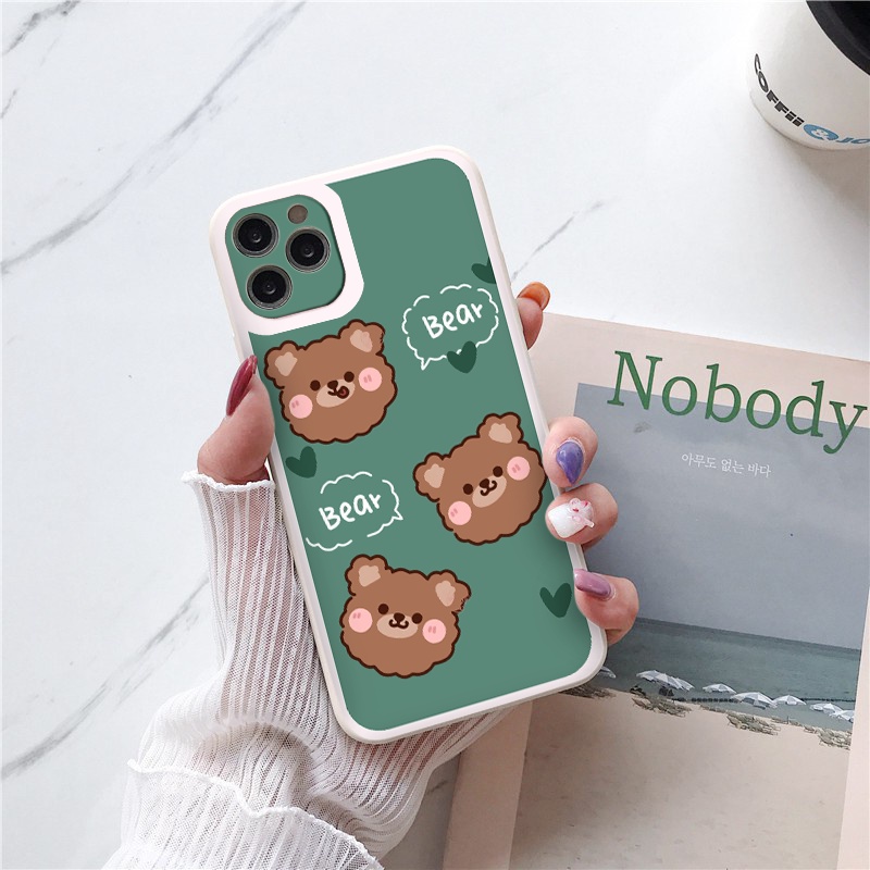 [ IPHONE ] Ốp Lưng Màu Bảo Vệ CAMERA Mặt gấu nâu  vuông ốp iphone 12 pro /x/ 8plus/11 pro/11/12 pro max/13/promax tr1113